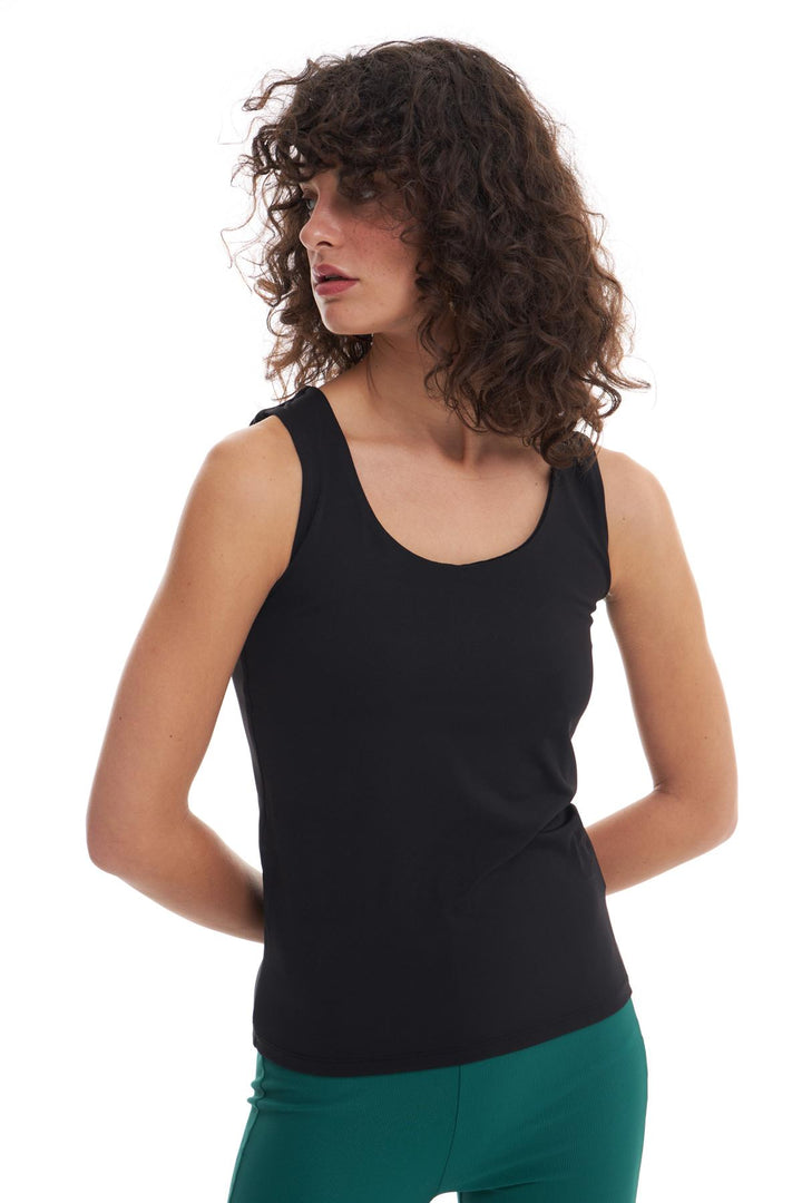 Thick Strap Basic Blouse Black