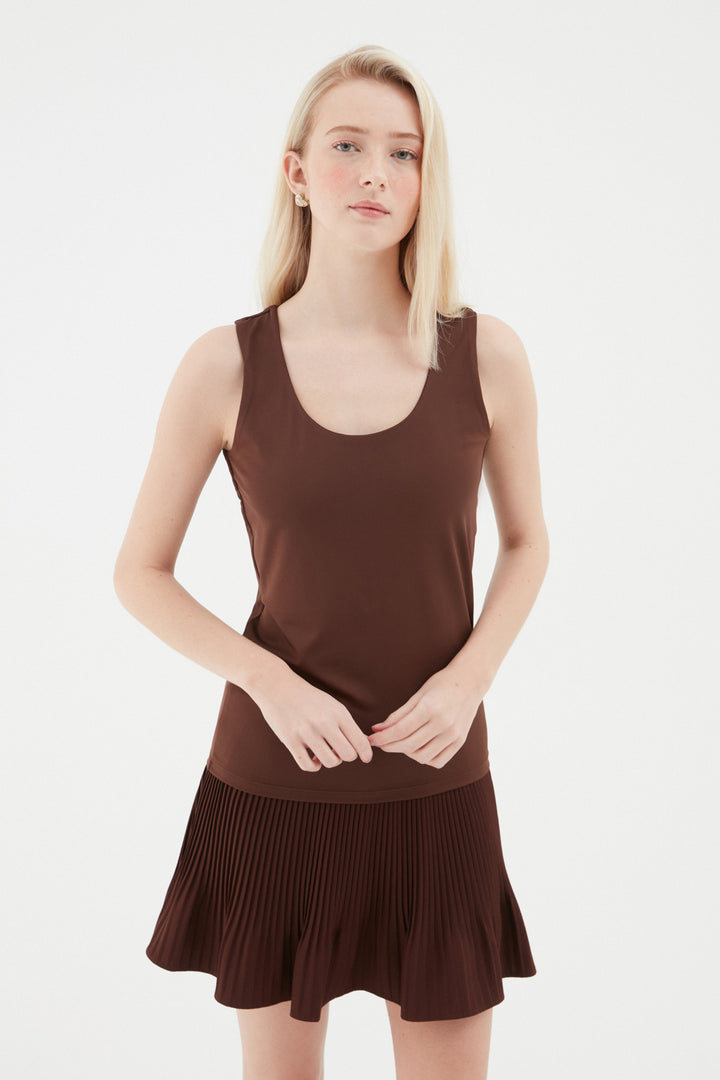 Thick Strap Basic Blouse Brown