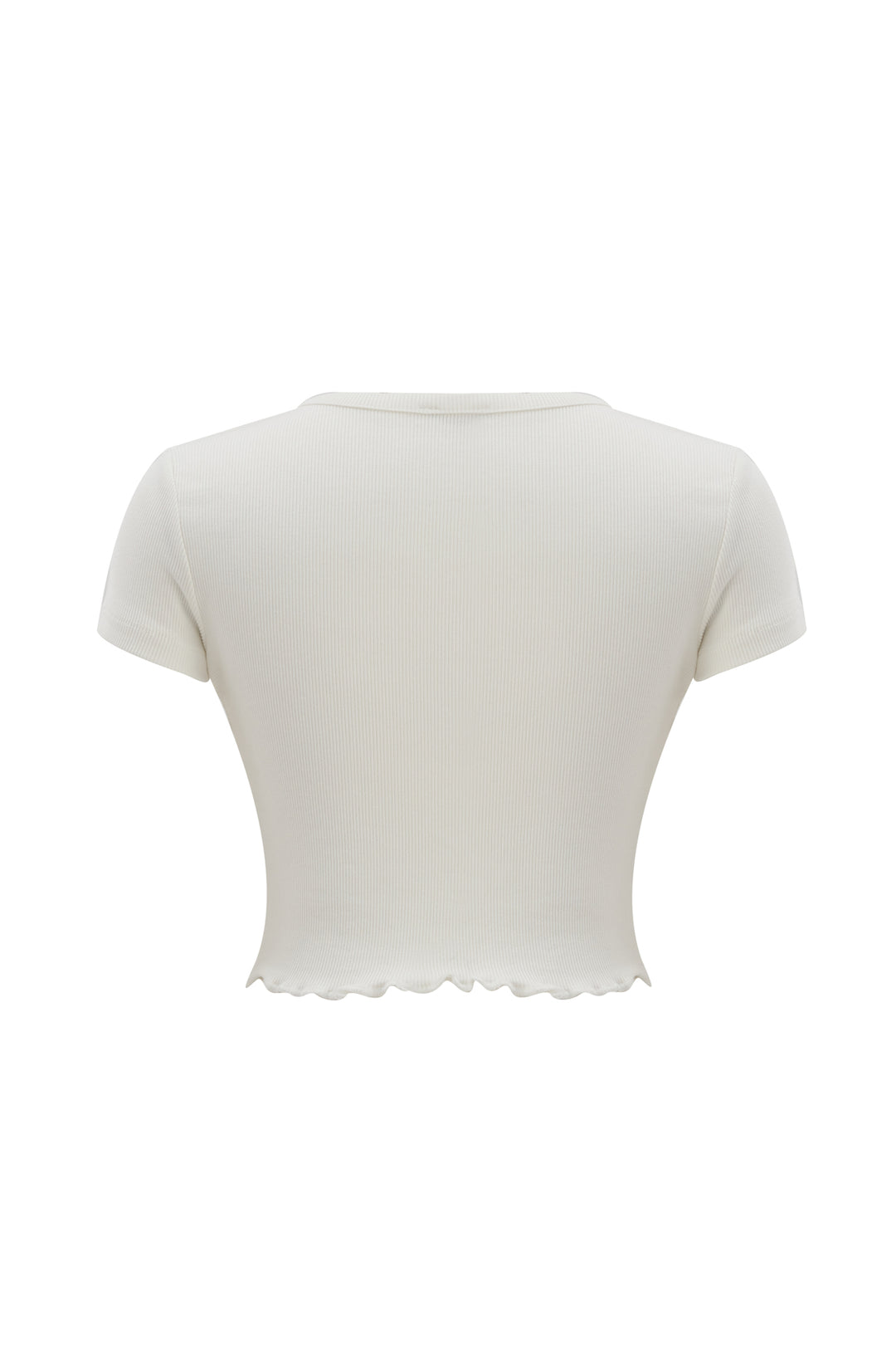 Text Printed Crop T-Shirt Ecru