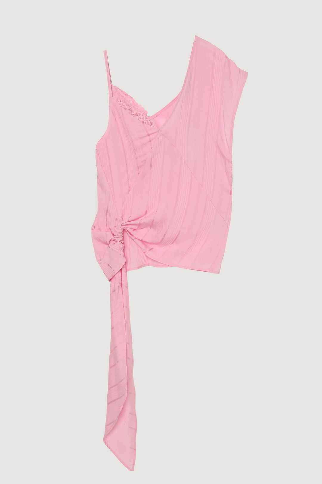 Dantel Detaylı İnce Çizgili Bluz Pembe