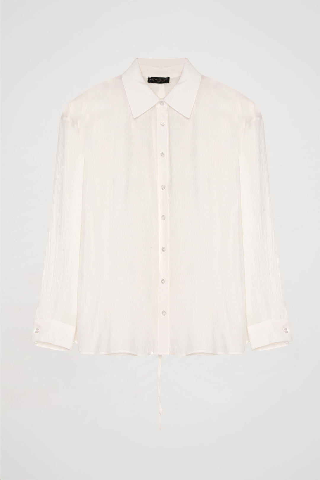 Sırtı Bağlamalı Dekolteli Gömlek Ekru