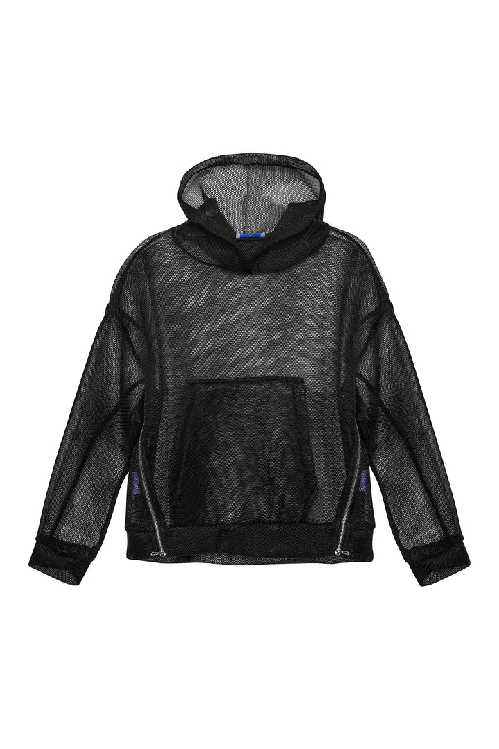 Kanguru Cep File Detaylı Sweatshirt Siyah