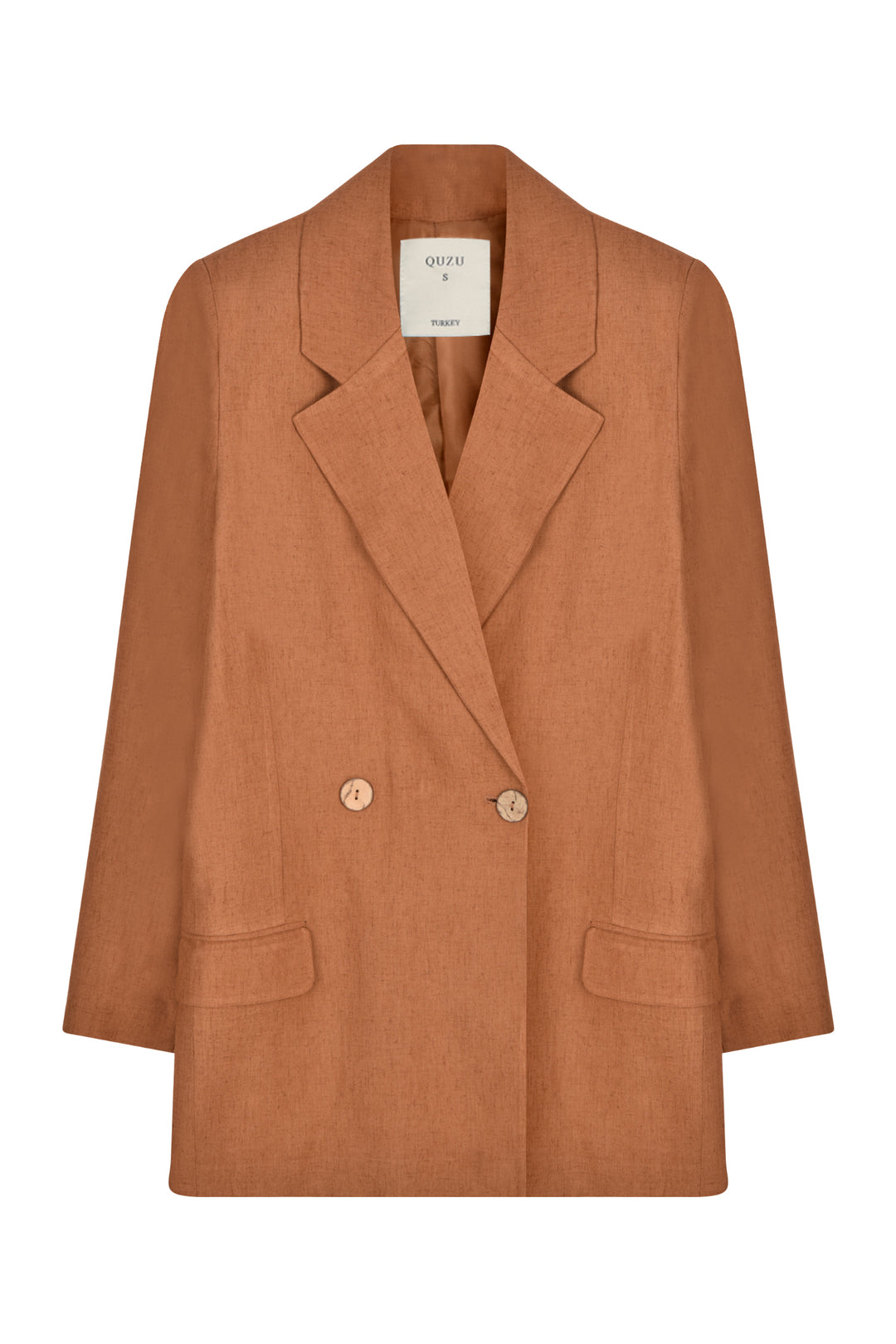 Linen Blazer Jacket Brown