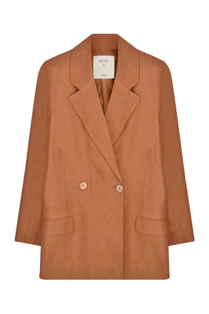 Linen Blazer Jacket Brown