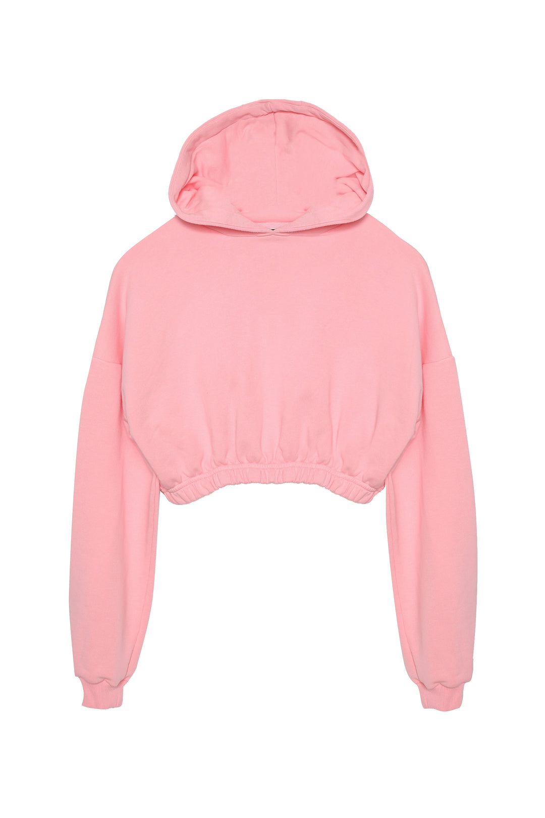 Kapüşonlu Crop Sweatshirt Pembe