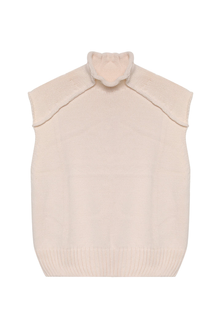 Ters Dikim Detaylı Triko Süveter Krem