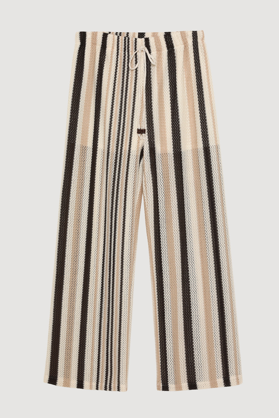 Renkli Çizgili Örgü Pantolon Kahverengi