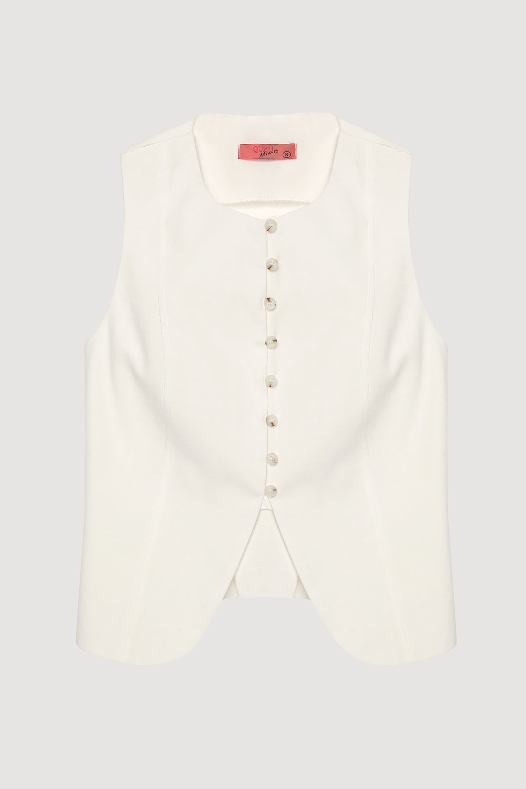 Sırtı İp Bağlamalı Düğmeli Bluz Ekru