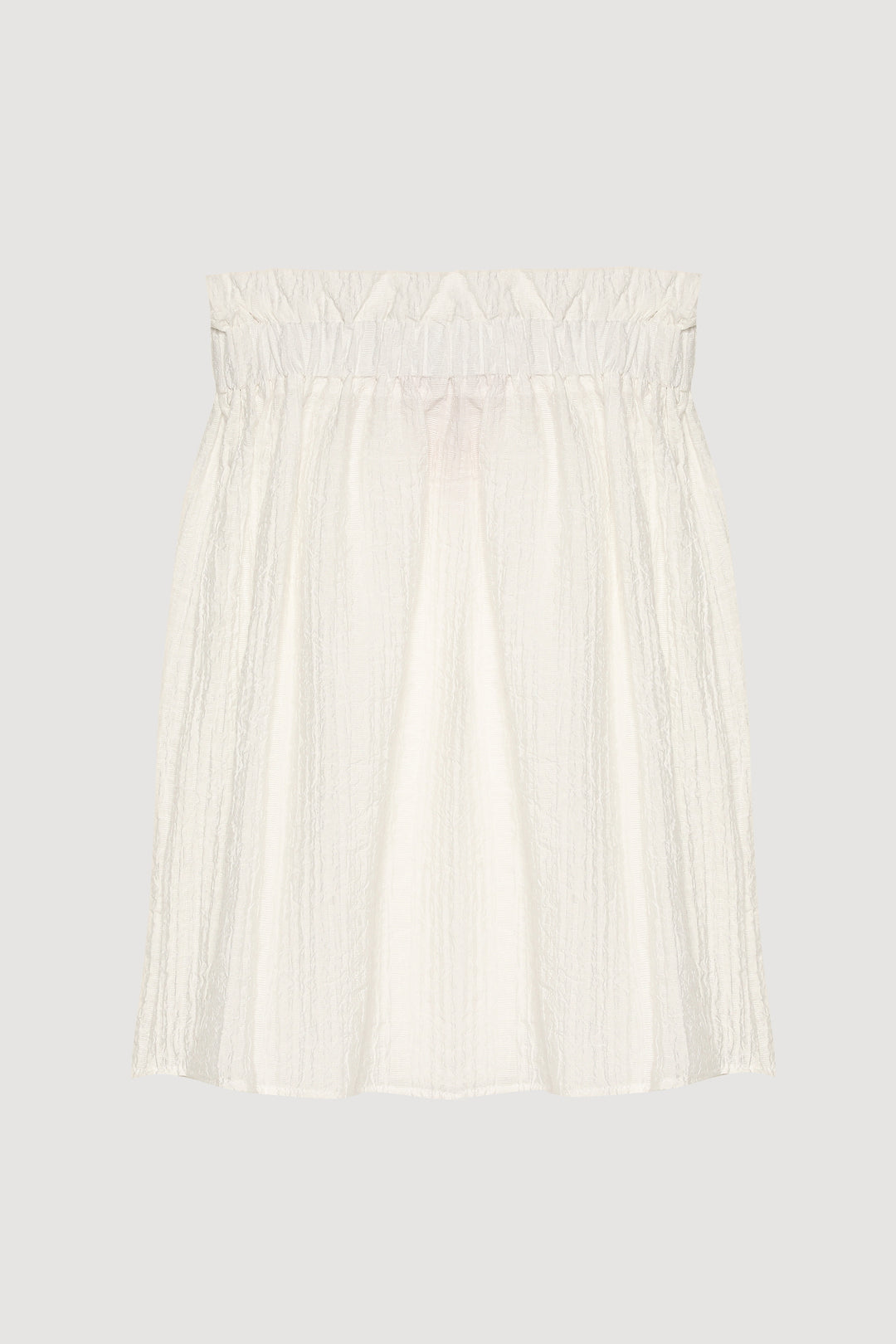 Gofre Kumaş Fırfırlı Straplez Bluz Ekru