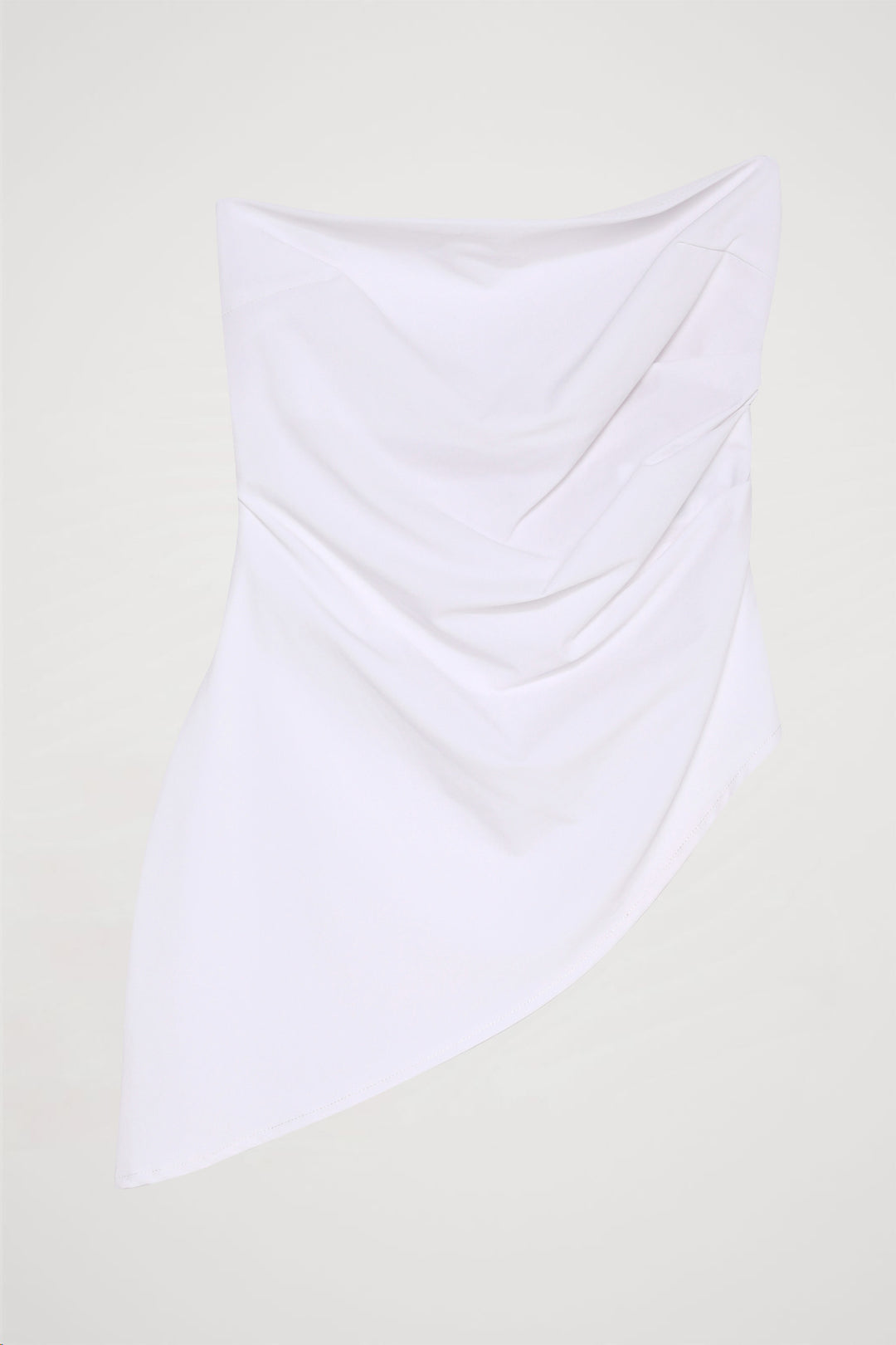 Straplez Asimetrik Bluz Beyaz