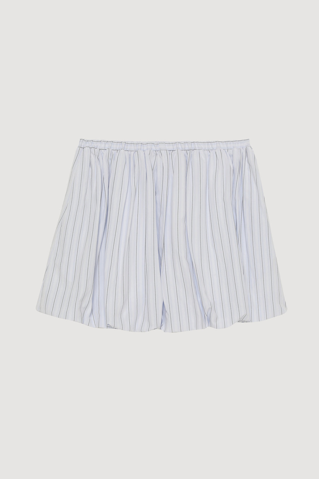 İnce Çizgili Balon Mini Etek Mavi