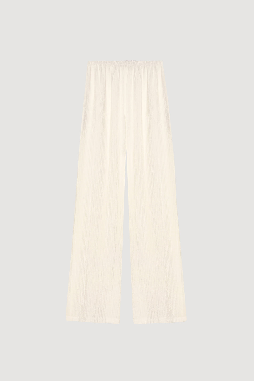 Gofre Kumaş Geniş Paça Pantolon Ekru