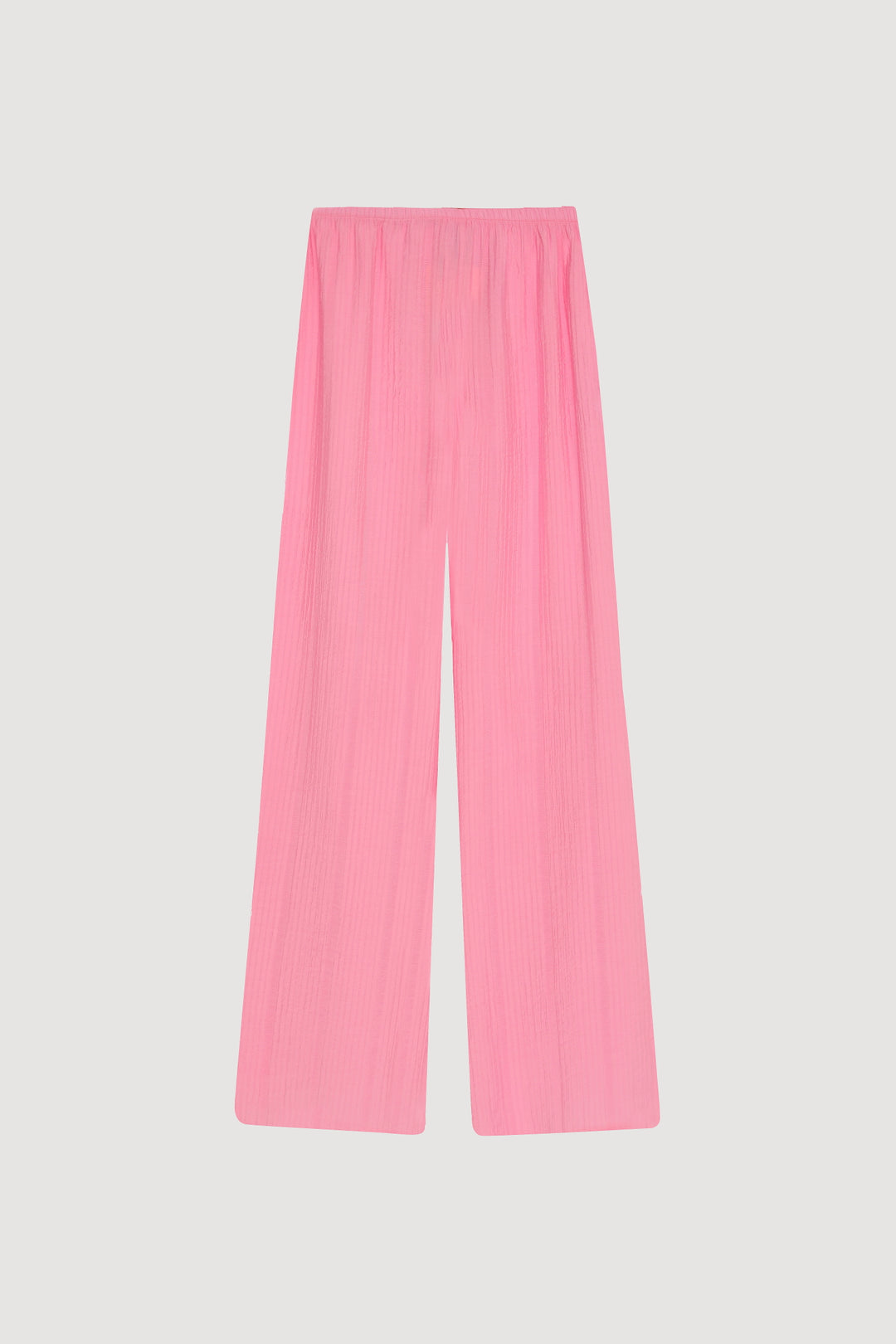 Gofre Kumaş Geniş Paça Pantolon Pembe