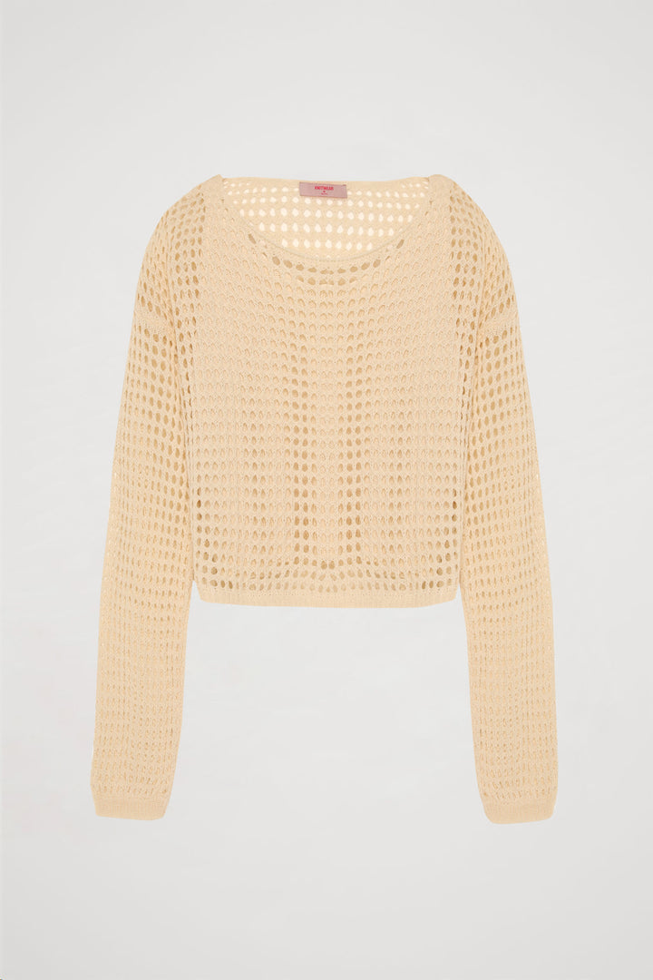 Ajurlu İkili Triko Ekru