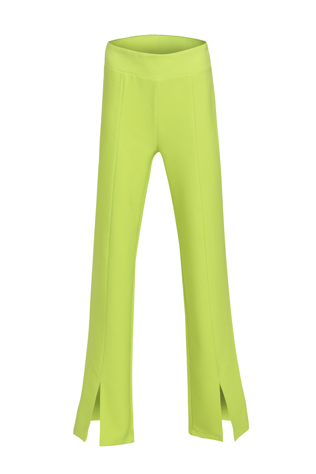 High Waist Slit Trousers Neon Green