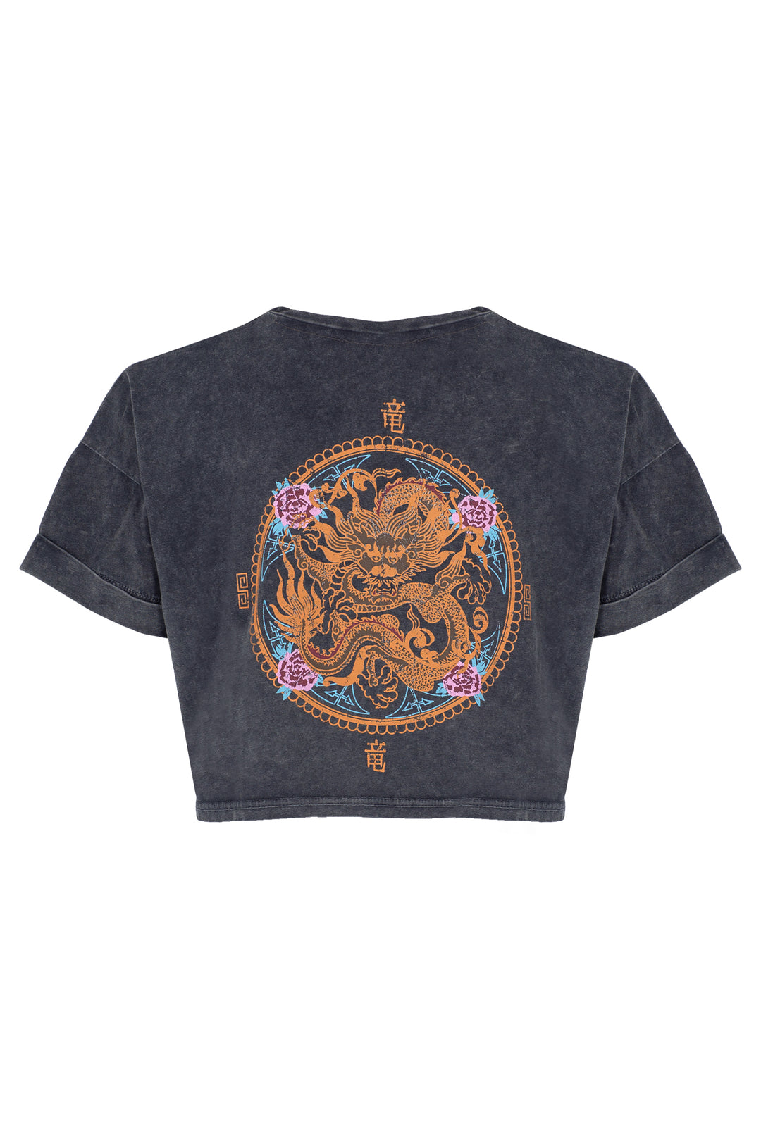 Back Printed Crop T-Shirt Anthracite