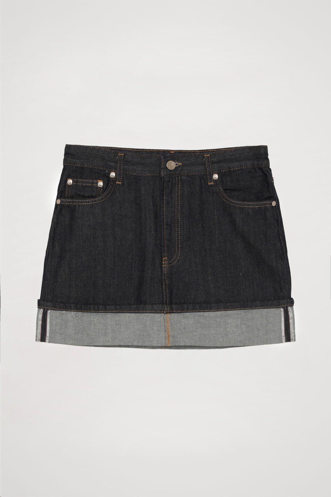 Katlamalı Mini Kot Etek Mavi