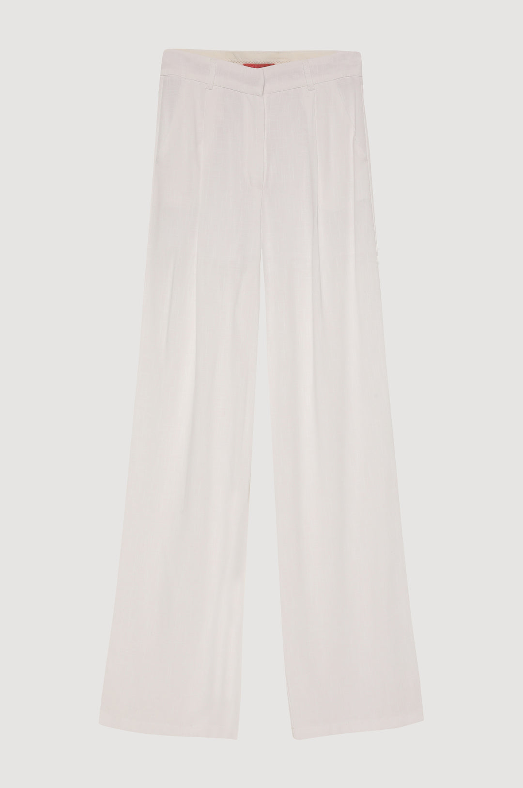 Yüksek Bel Keten Palazzo Pantolon Ekru