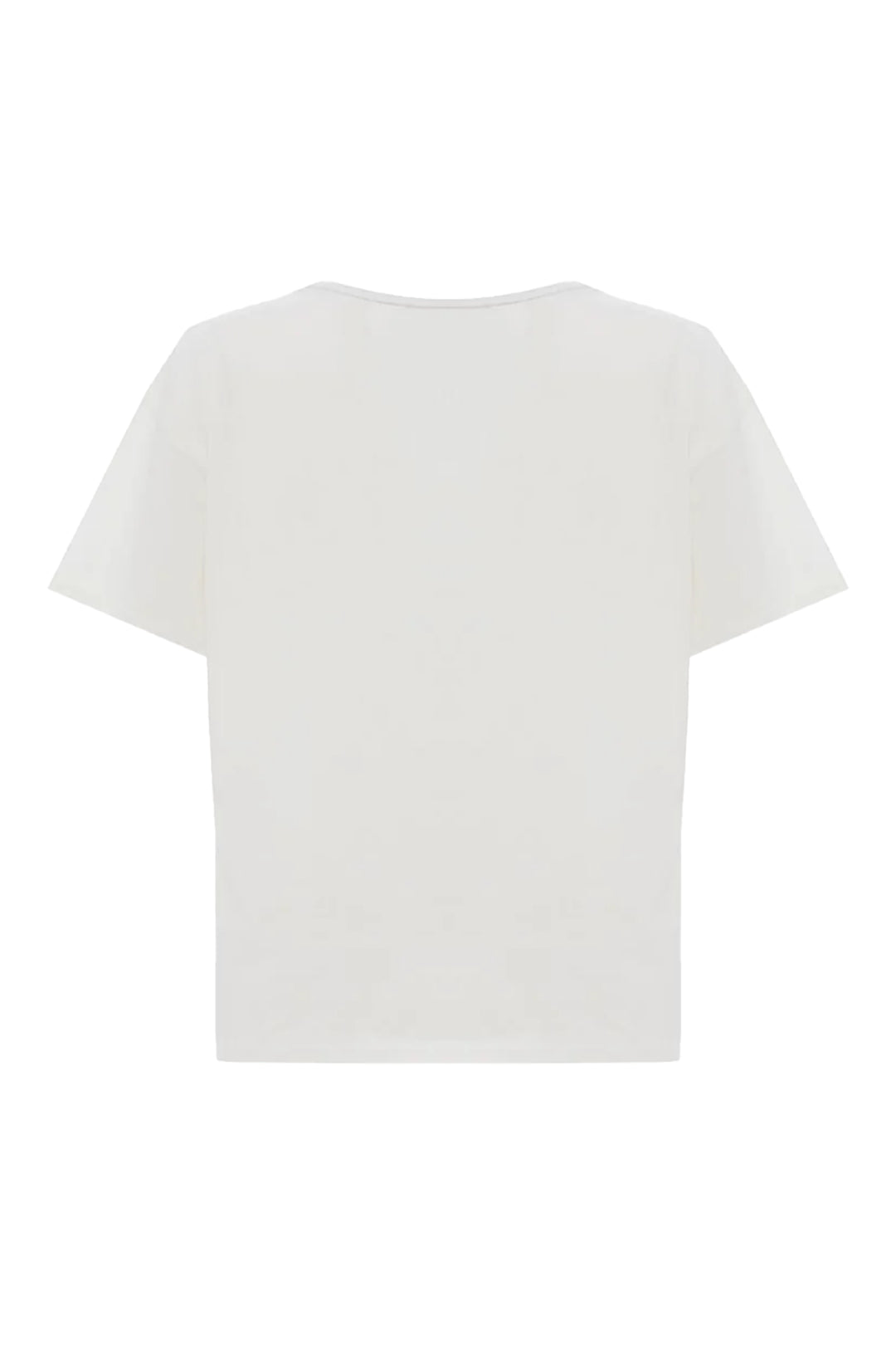 Eskitme Baskılı Tişört Ekru