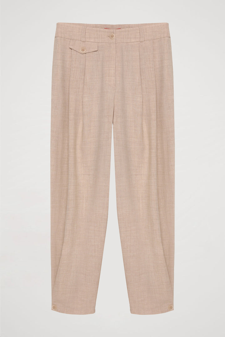 Pile Detaylı Jogger Pantolon Naturel