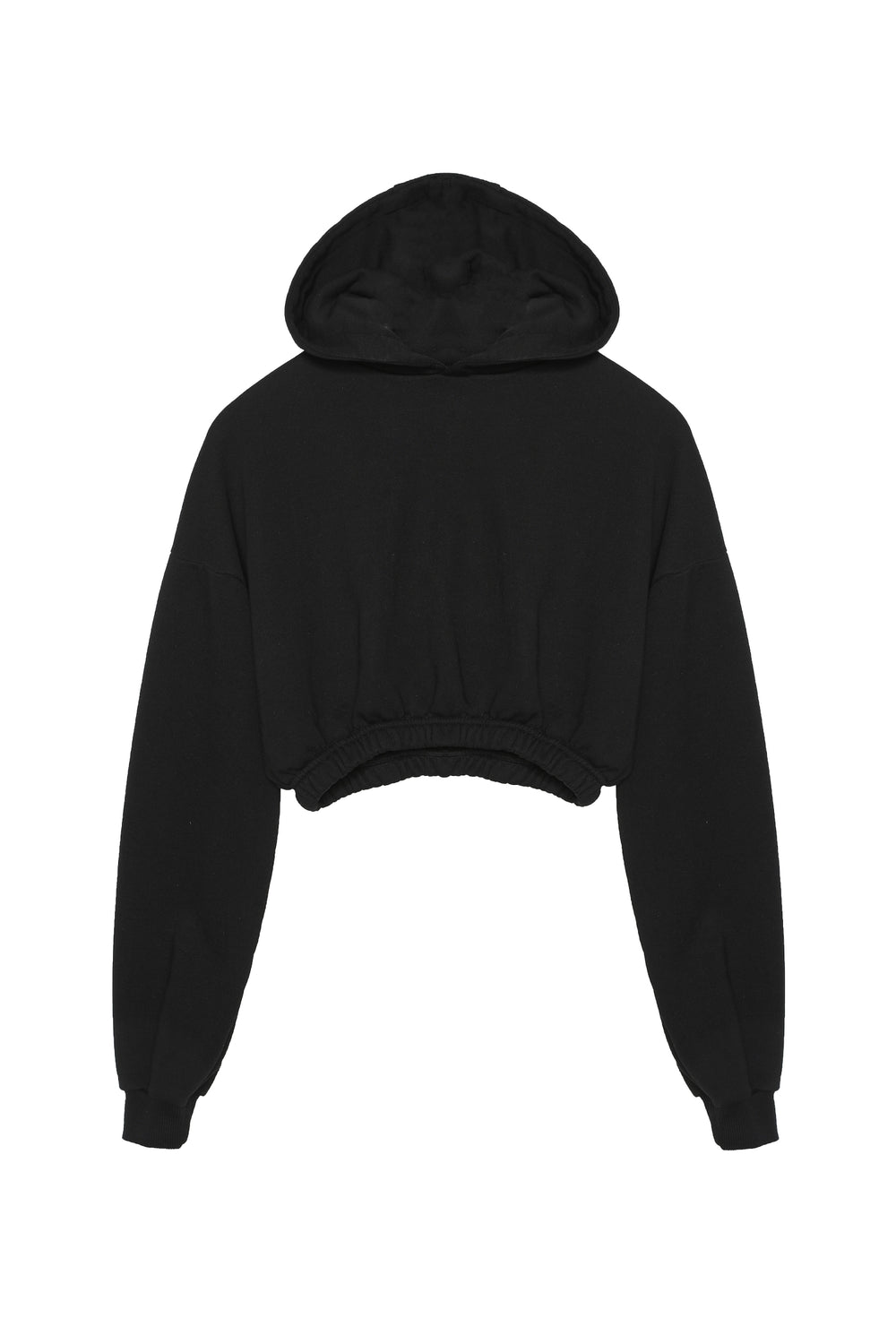 Kapüşonlu Crop Sweatshirt Siyah