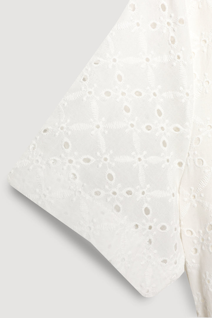 Fisto Detaylı Bağlamalı Mini Elbise Ekru