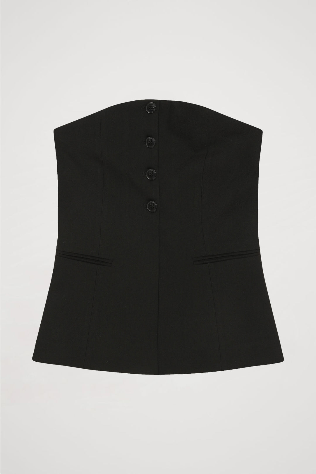 Düğme Detaylı Straplez Bluz Siyah