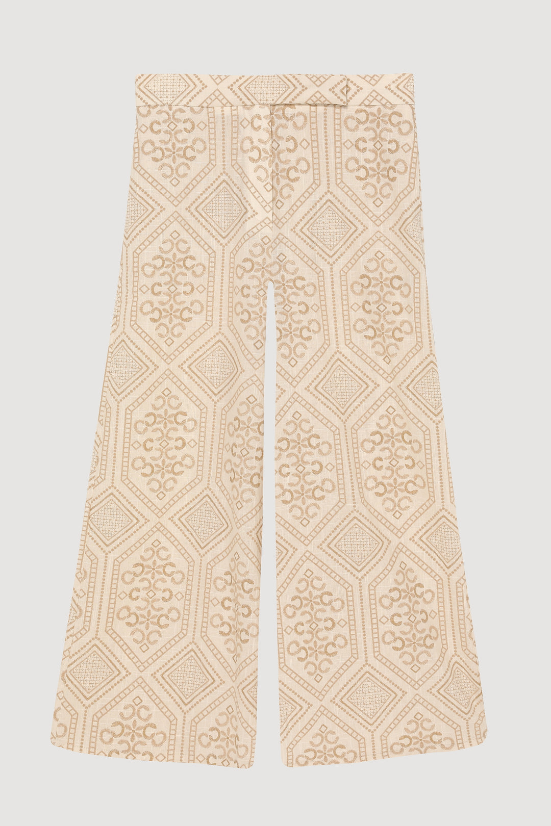 Etnik Desenli Bol Paça Pantolon Naturel