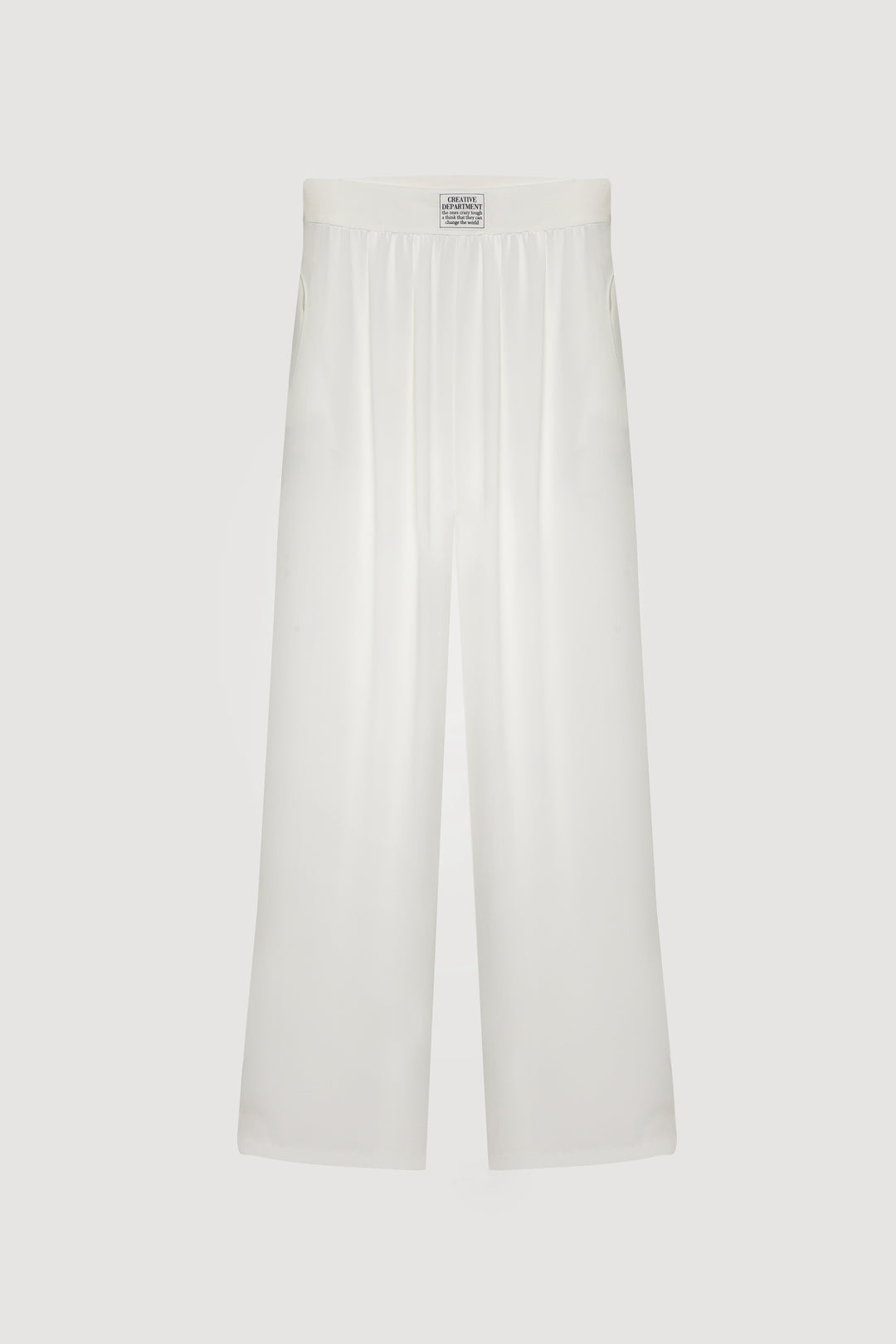 Beli Etiket Aksesuarlı Bol Paça Pantolon Ekru