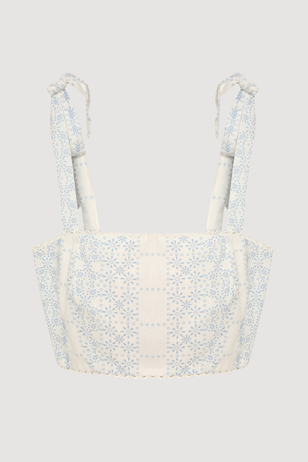 Fiyonk Bağlama Askılı Kare Yaka Bluz Ekru