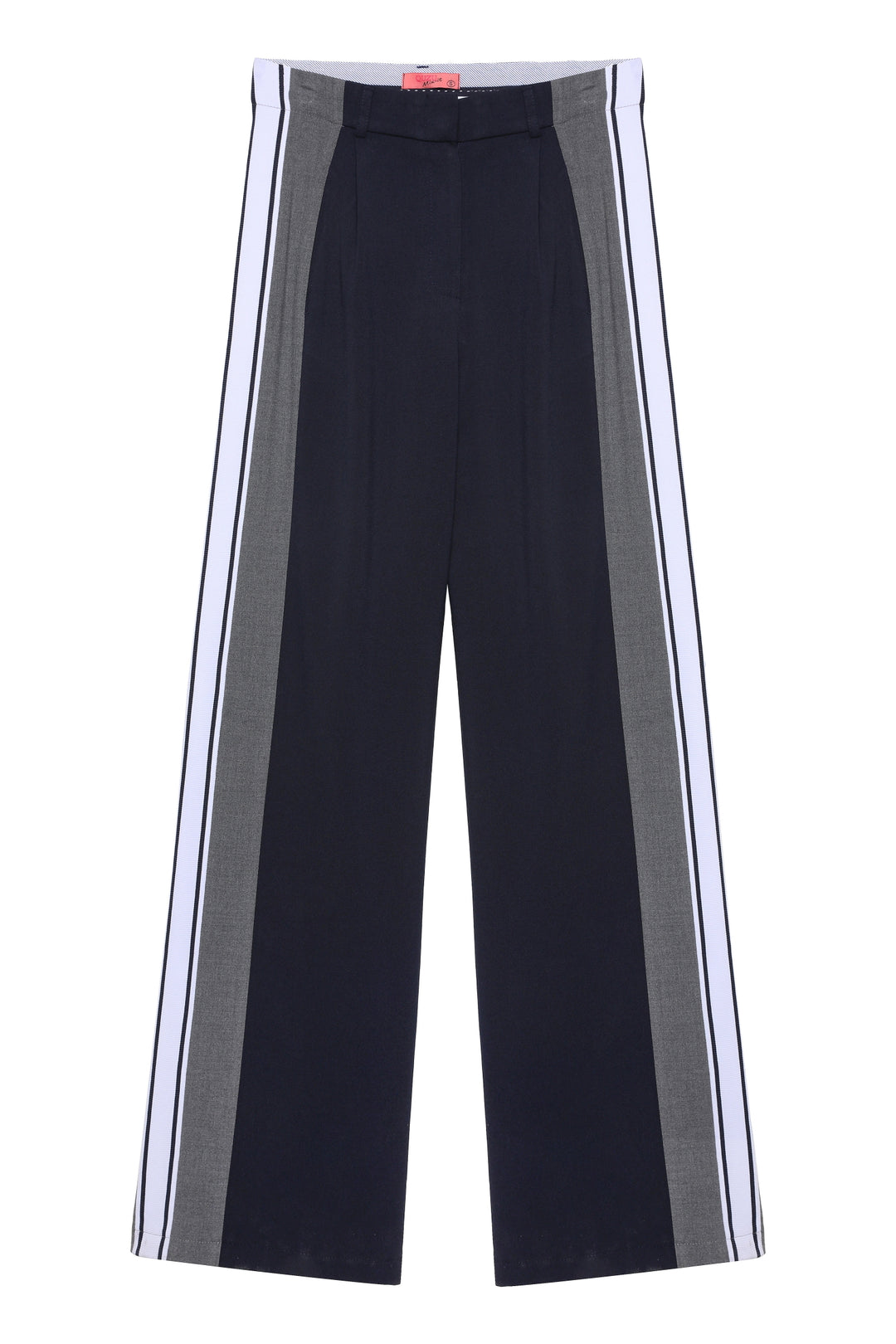 Match Detaylı Şeritli Yüksek Bel Pantolon Lacivert