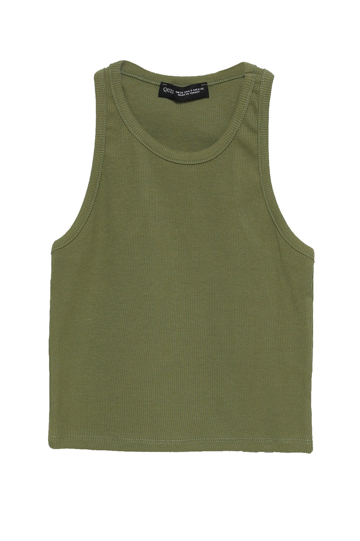 Halter Neck Crop Blouse Khaki