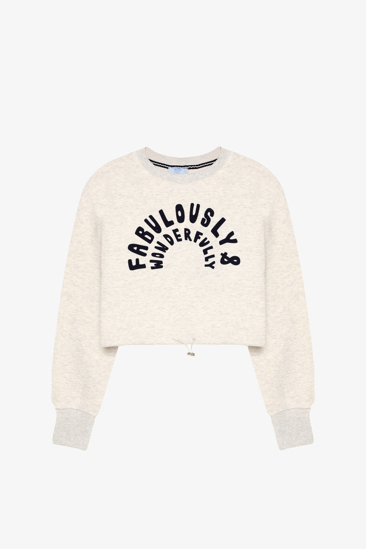 Yazı Baskılı Bel Stoperli Bisiklet Yaka Sweatshirt Grimelanj