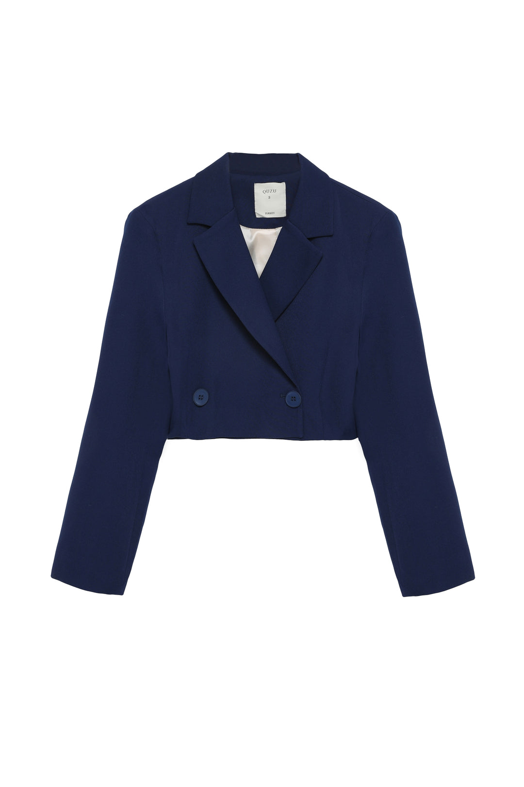 Double Breasted Crop Blazer Jacket Navy