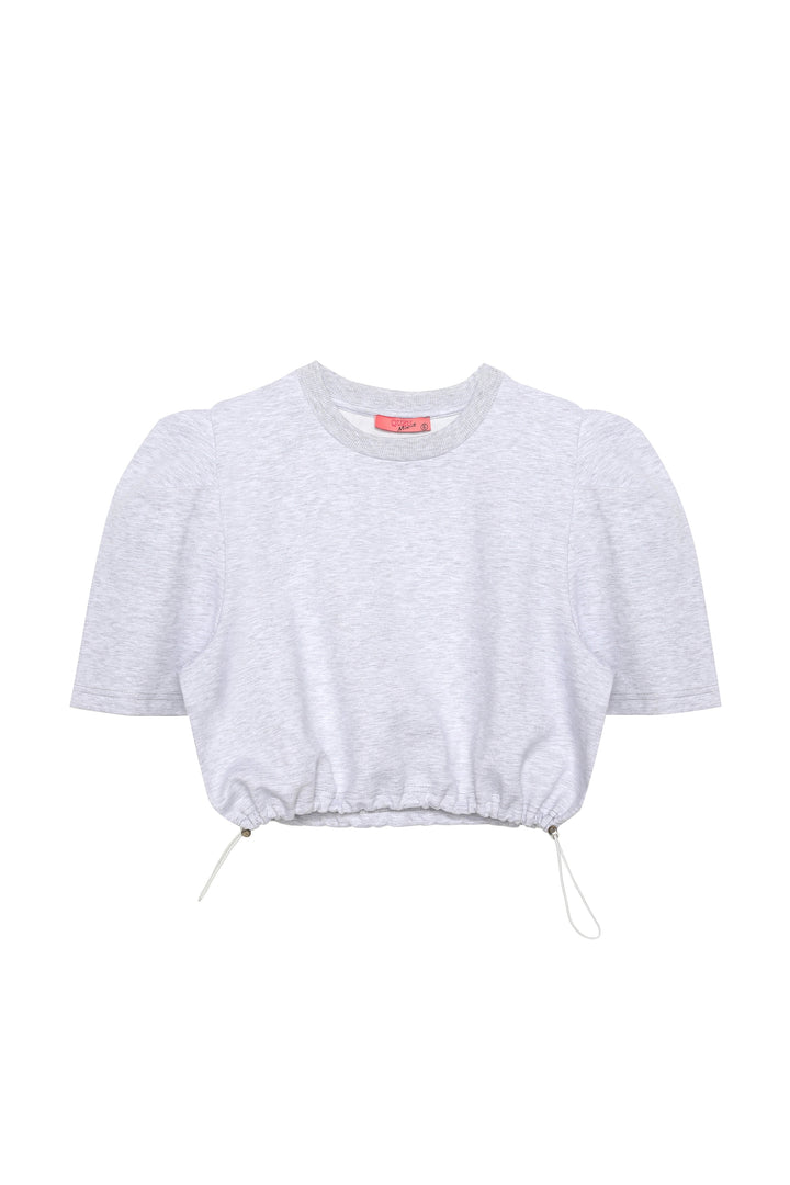 Beli Lastikli Basic Bluz Gri