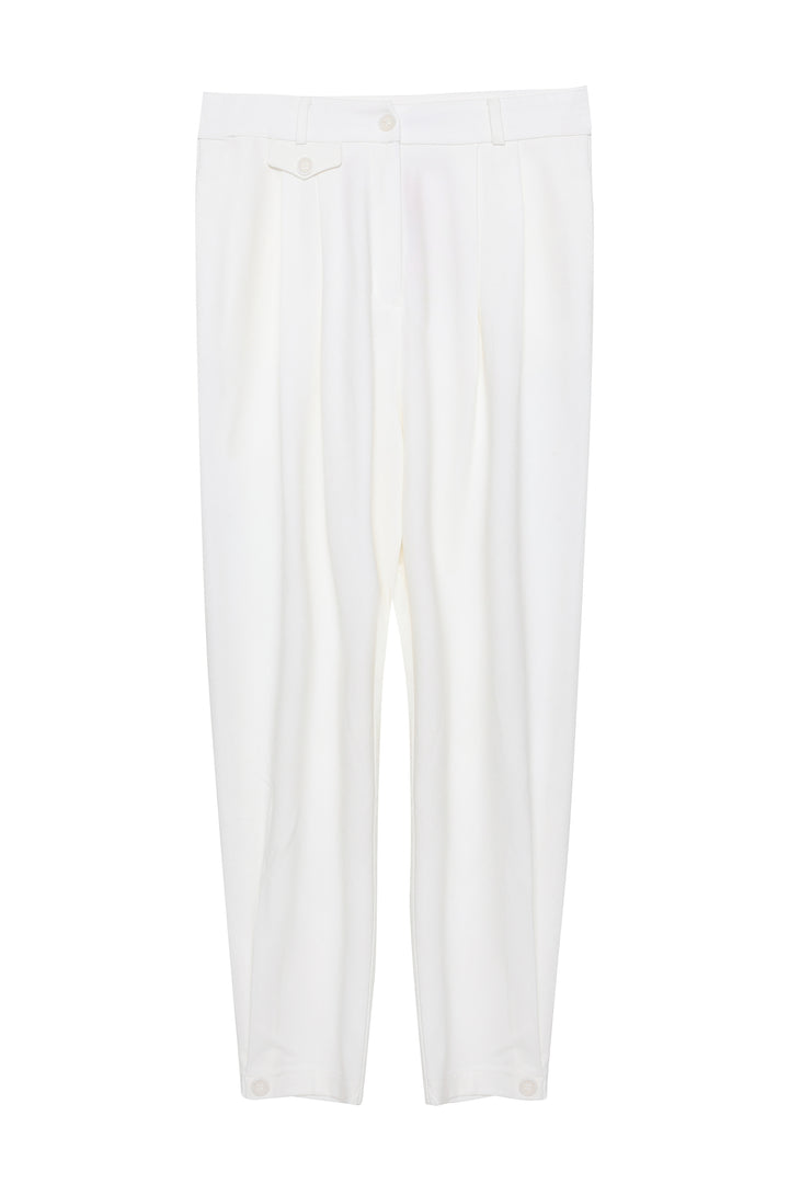 Pile Detaylı Jogger Pantolon Ekru