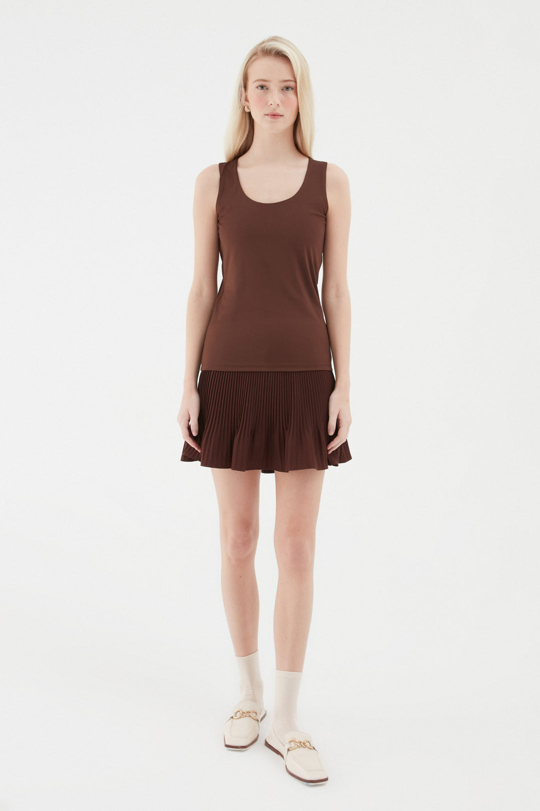 Thick Strap Basic Blouse Brown