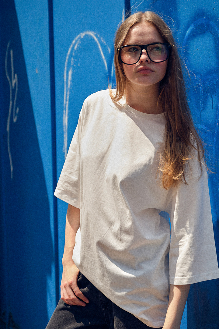 Trojan Sleeve Basic Oversize T-Shirt White