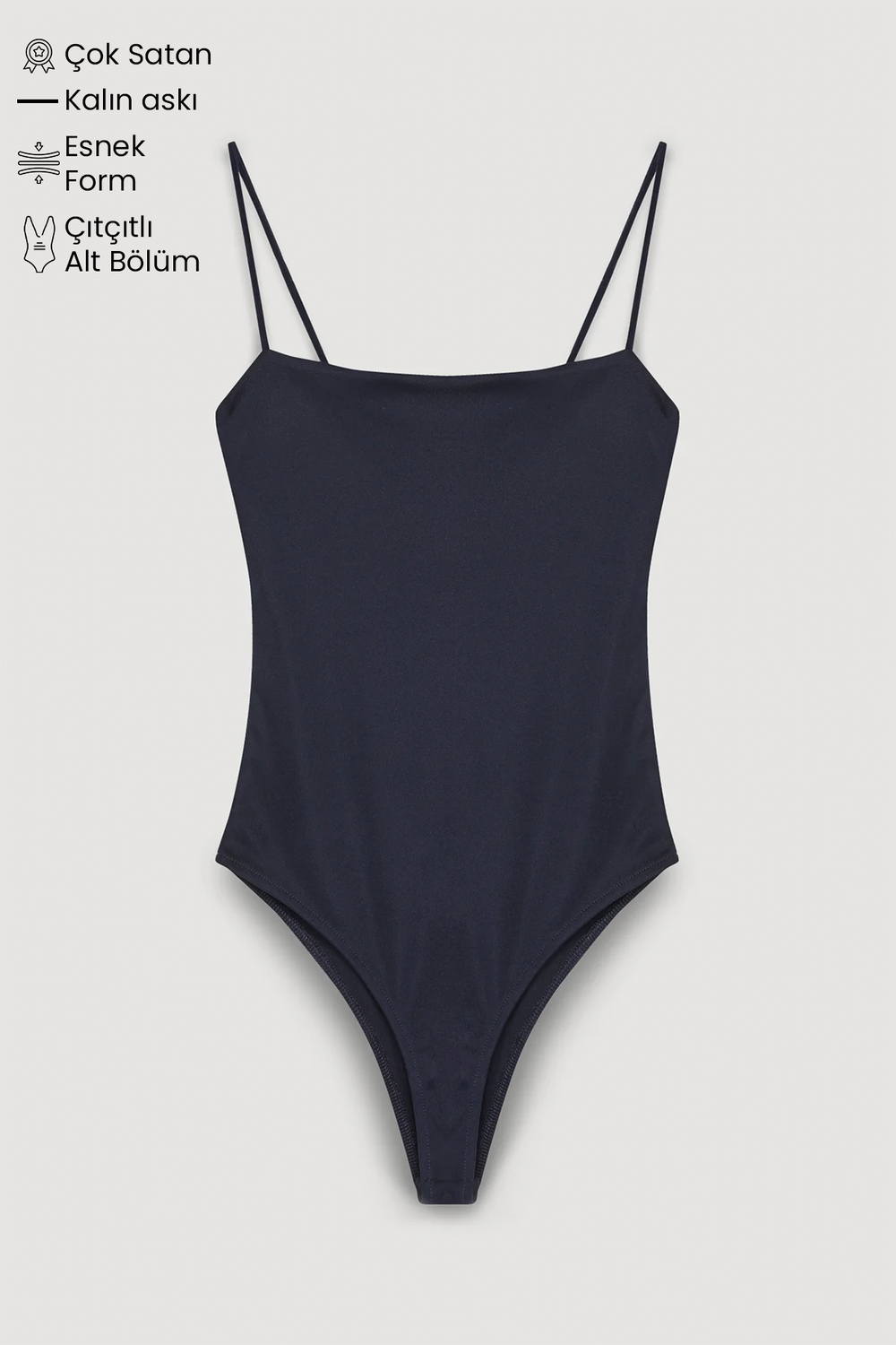 Askılı Bodysuit Lacivert