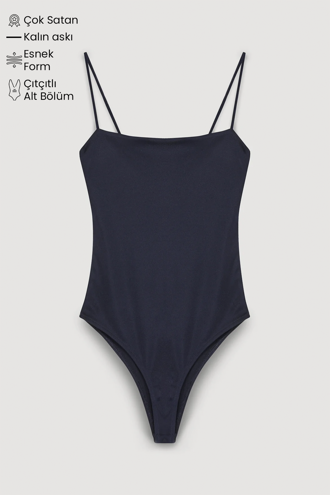 Askılı Bodysuit Lacivert