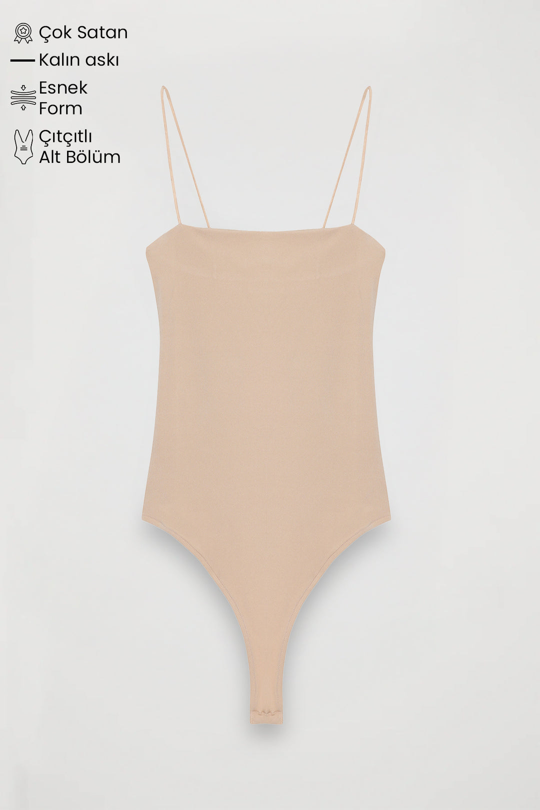 Askılı Bodysuit Bej