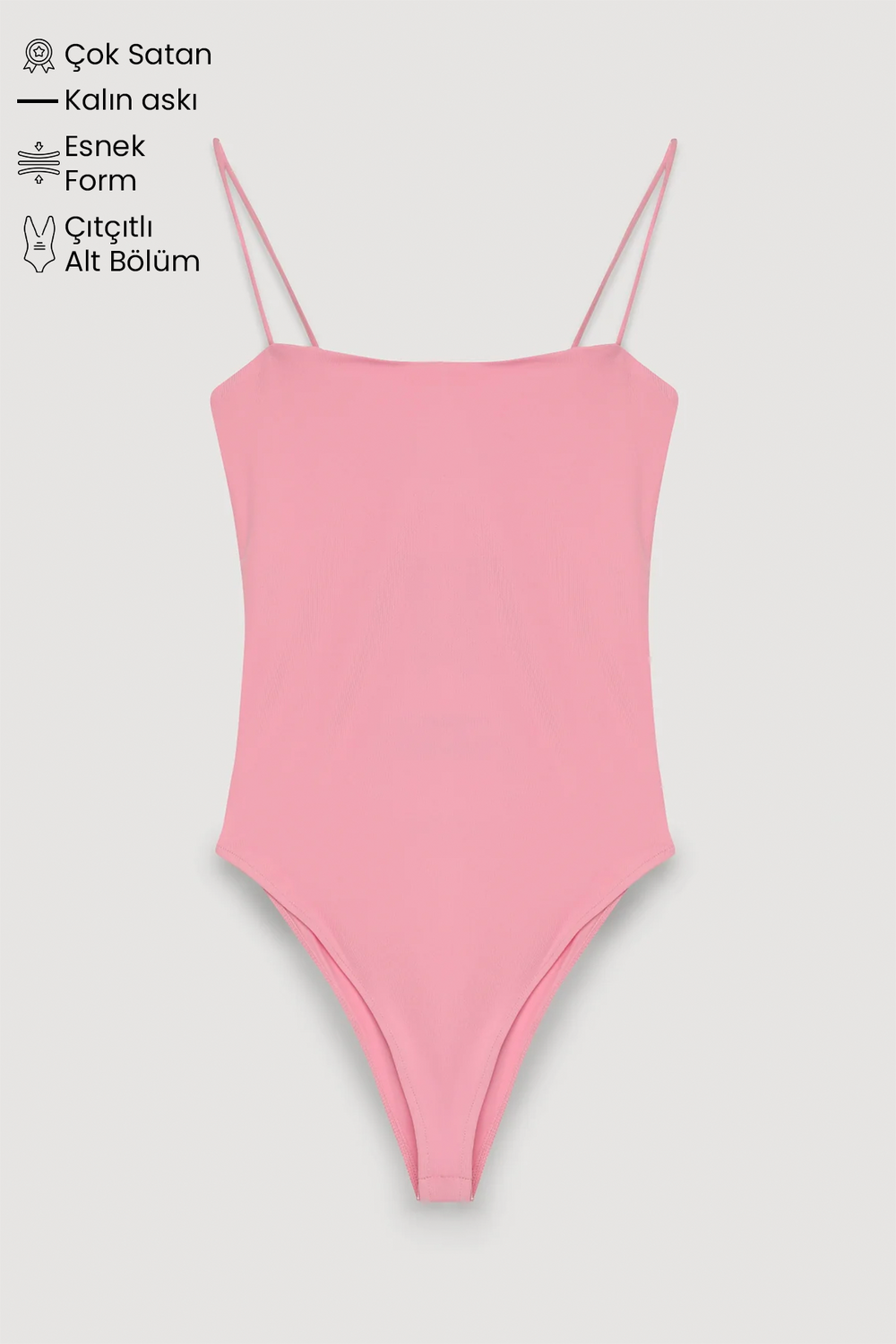 Askılı Bodysuit Pembe