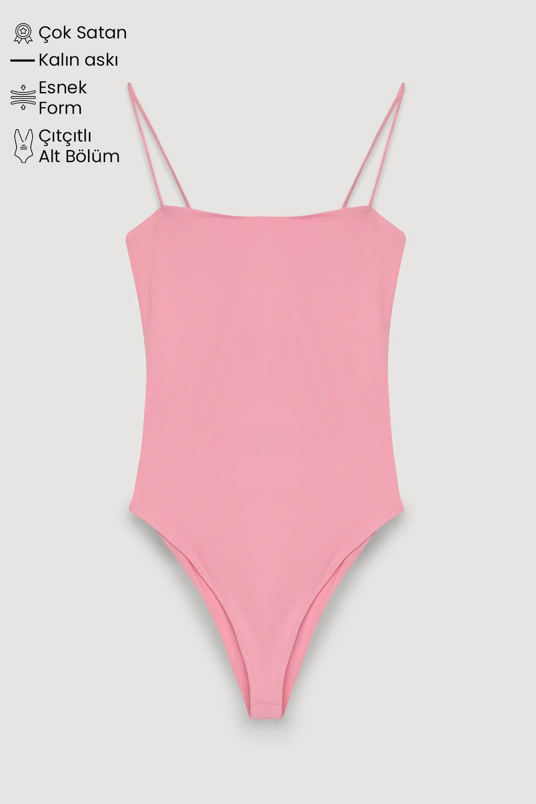 Askılı Bodysuit Pembe
