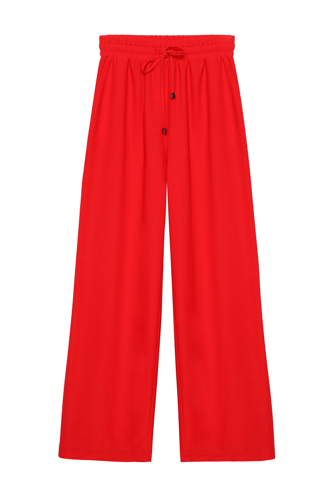 Beli Lastikli Bol Paça Pantolon Kırmızı