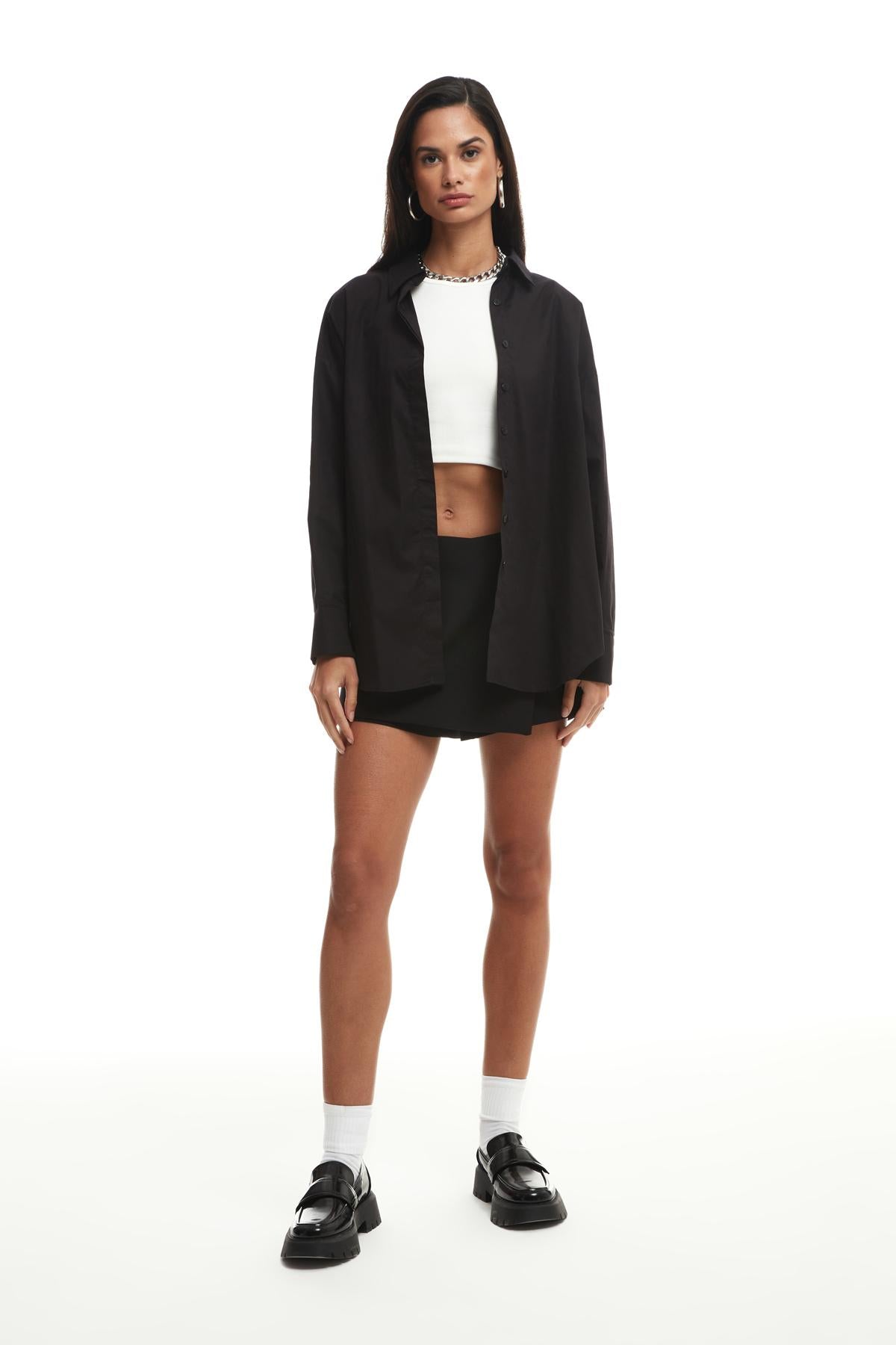 Oversize Gömlek Siyah – QUZU