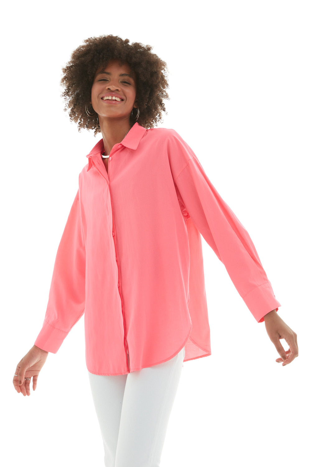 Oversize Gömlek Neon Pembe