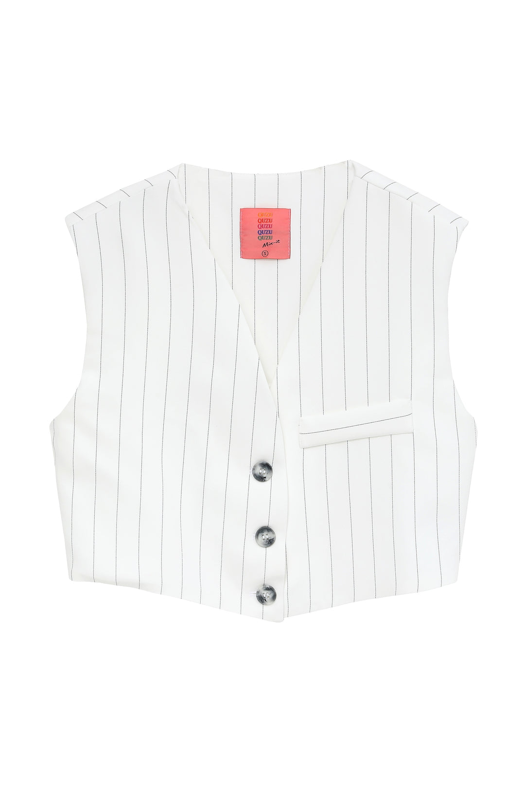 Line Detailed Vest Jacket Ecru