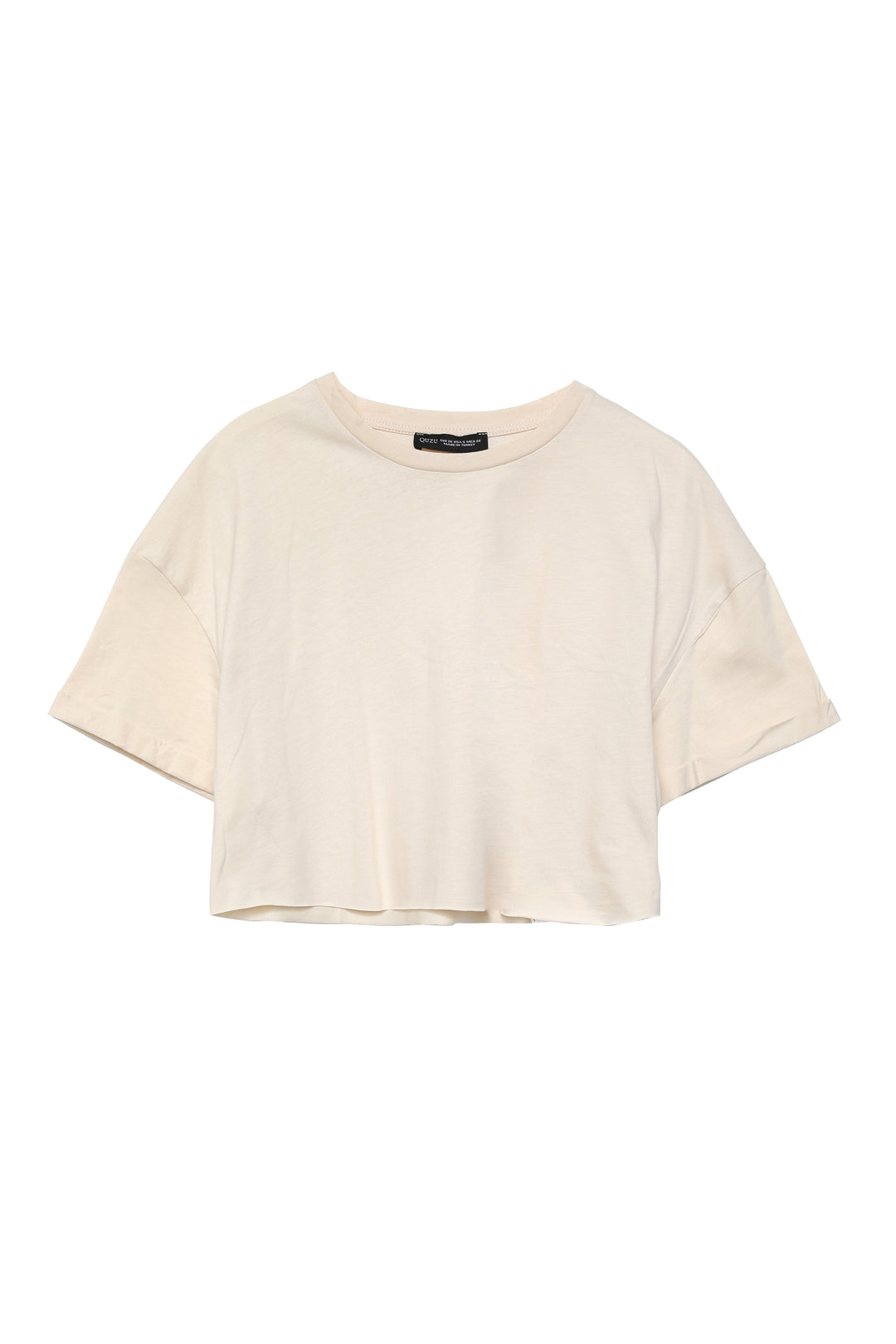 Crop Basic Tişört Bej