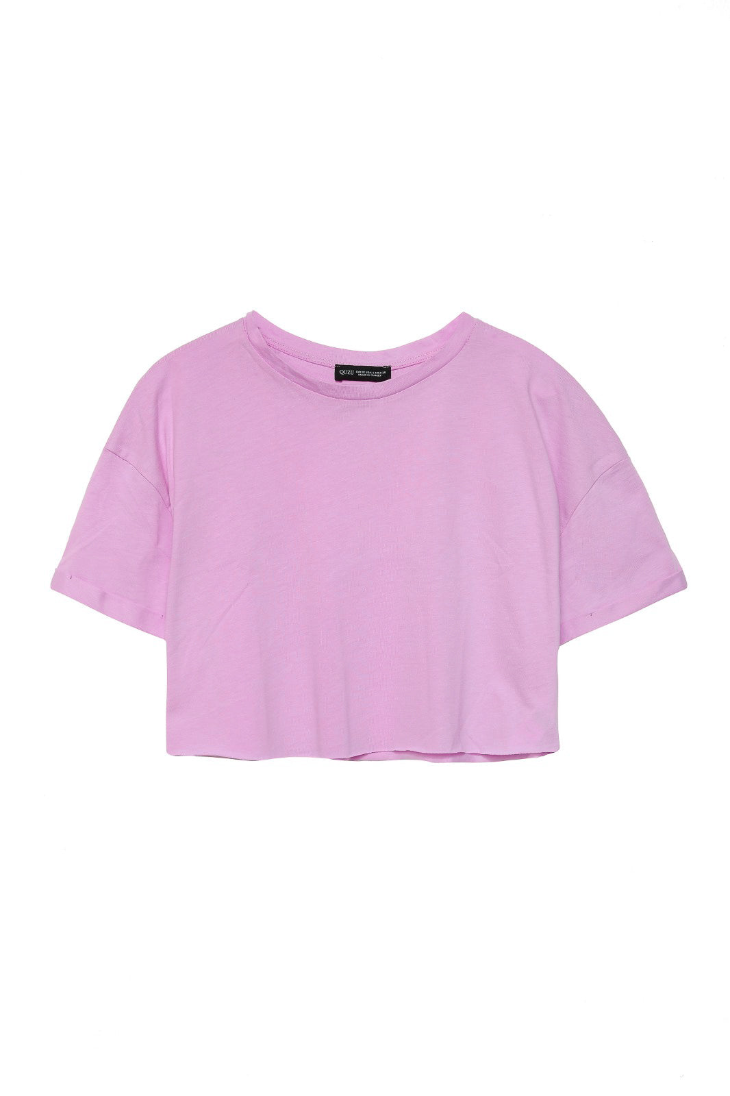 Crop Basic Tişört Açık Pembe