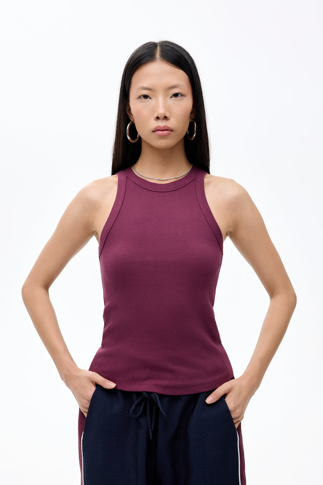 Halter Yaka Basic Fitilli Atlet Mürdüm